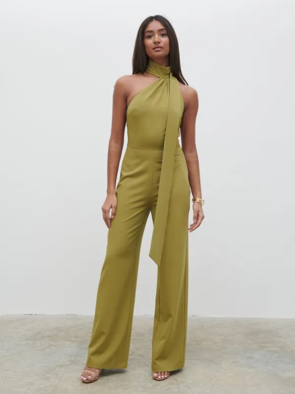 Sapphire Scarf Jumpsuit - Olive sold by Pretty Lavish
