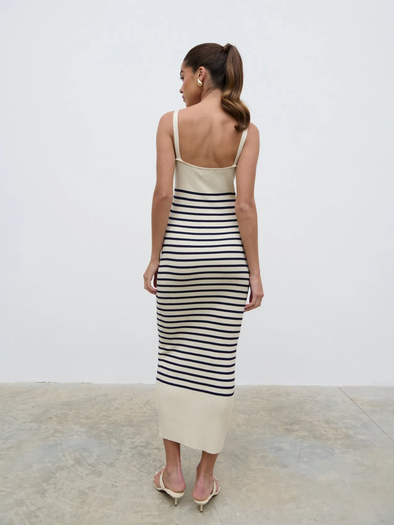 Maria Stripe Knit Midaxi Dress - Cream and Navy sold by Pretty Lavish product image thumbnail 5