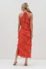 Katy Ruffle Midaxi Dress - Red and Orange Floral sold by Pretty Lavish