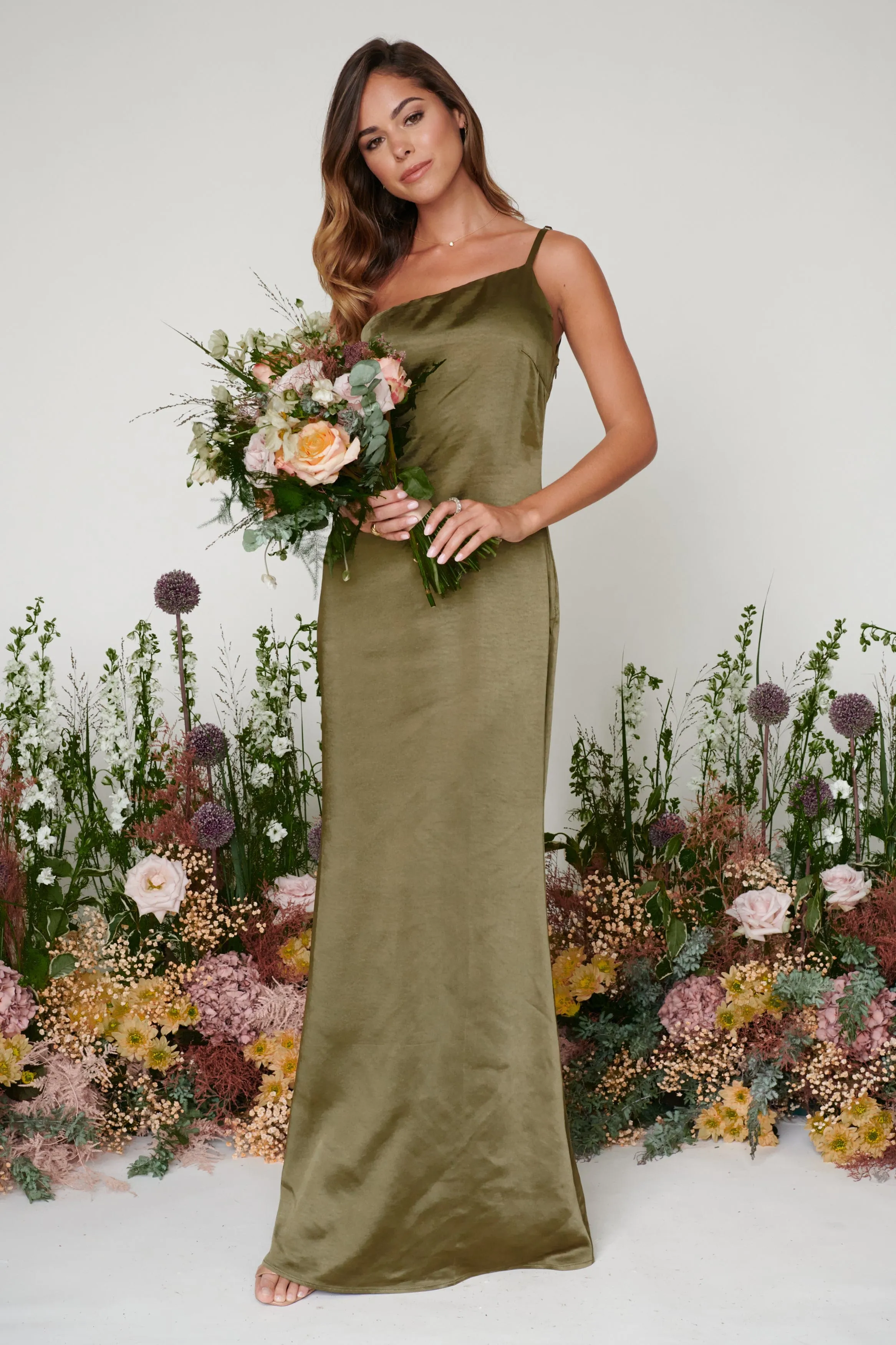 Amelia Maxi Bridesmaid Dress - Matte Military Olive sold by Pretty Lavish