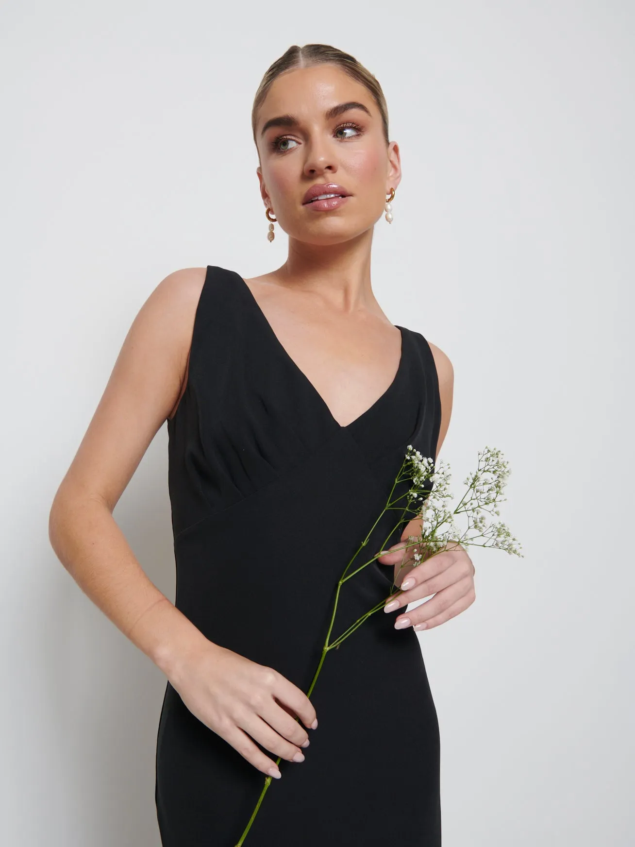 Esmee Crepe Maxi Bridesmaid Dress - Black sold by Pretty Lavish product image thumbnail 2