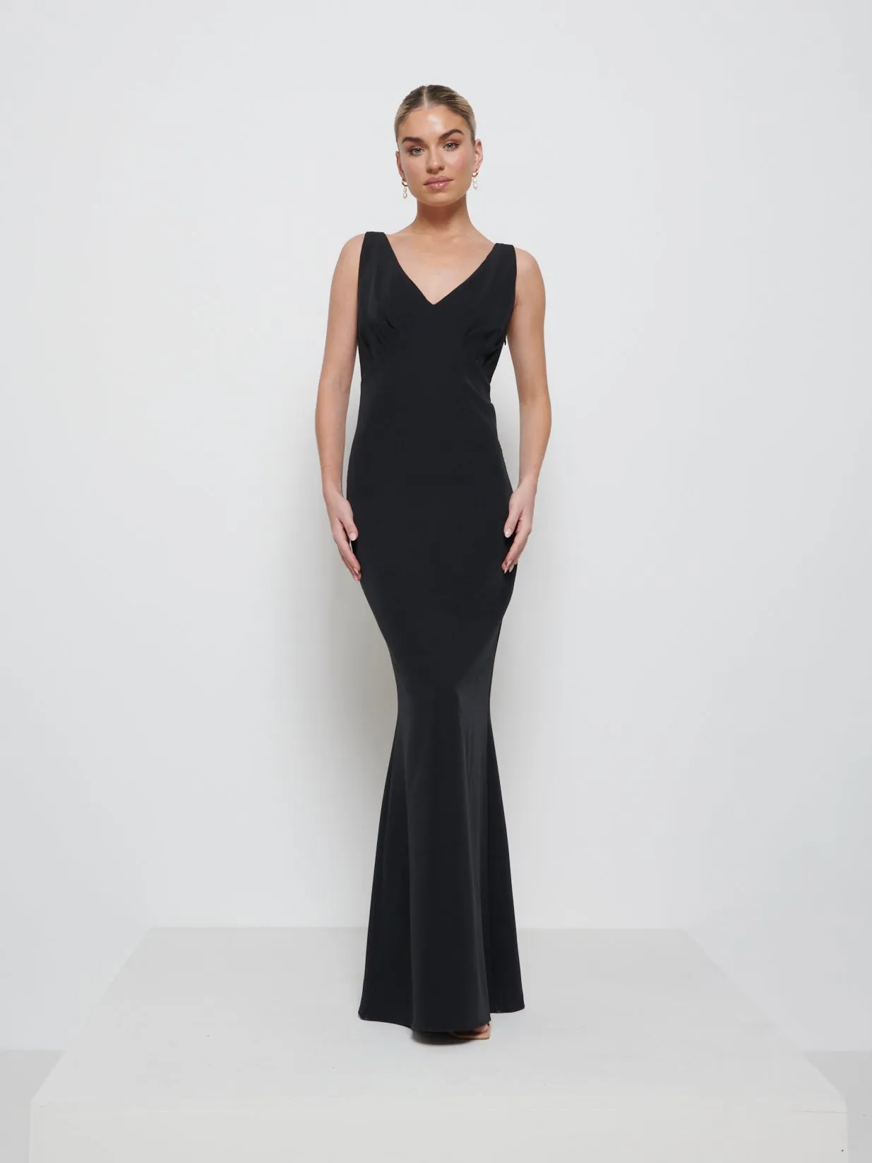 Esmee Crepe Maxi Bridesmaid Dress - Black sold by Pretty Lavish