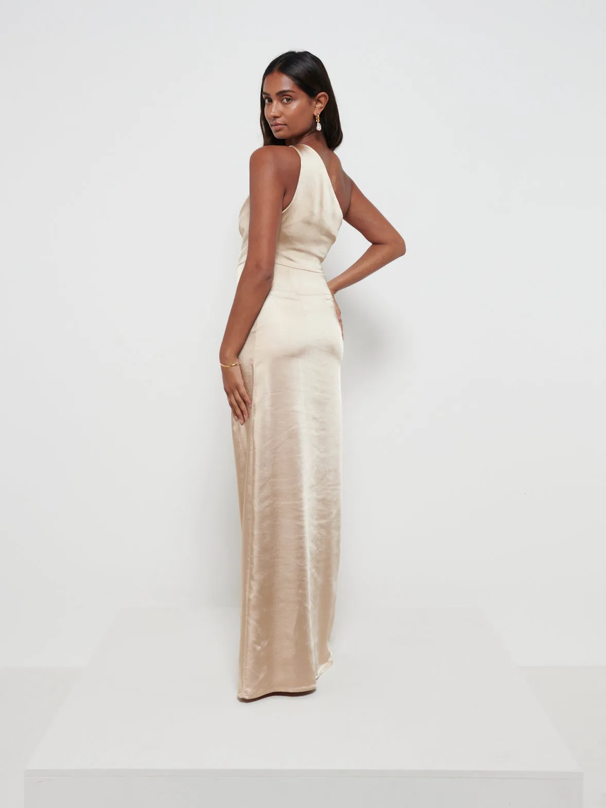 Amelia Ruched Maxi Bridesmaid Dress - Matte Bronze sold by Pretty Lavish product image thumbnail 3