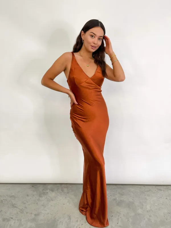 Piper Maxi Dress - Matte Copper sold by Pretty Lavish
