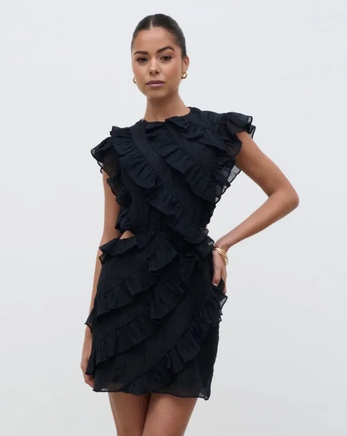 Joss Ruffle Mini Dress - Black sold by Pretty Lavish product image thumbnail 3