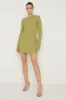 Laurel Long Sleeve Knit Mini Dress - Dark Olive Green sold by Pretty Lavish
