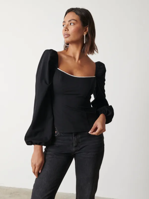 Niamh Embellished Top - Black sold by Pretty Lavish