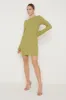 Laurel Long Sleeve Knit Mini Dress - Dark Olive Green sold by Pretty Lavish