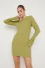 Laurel Long Sleeve Knit Mini Dress - Dark Olive Green sold by Pretty Lavish