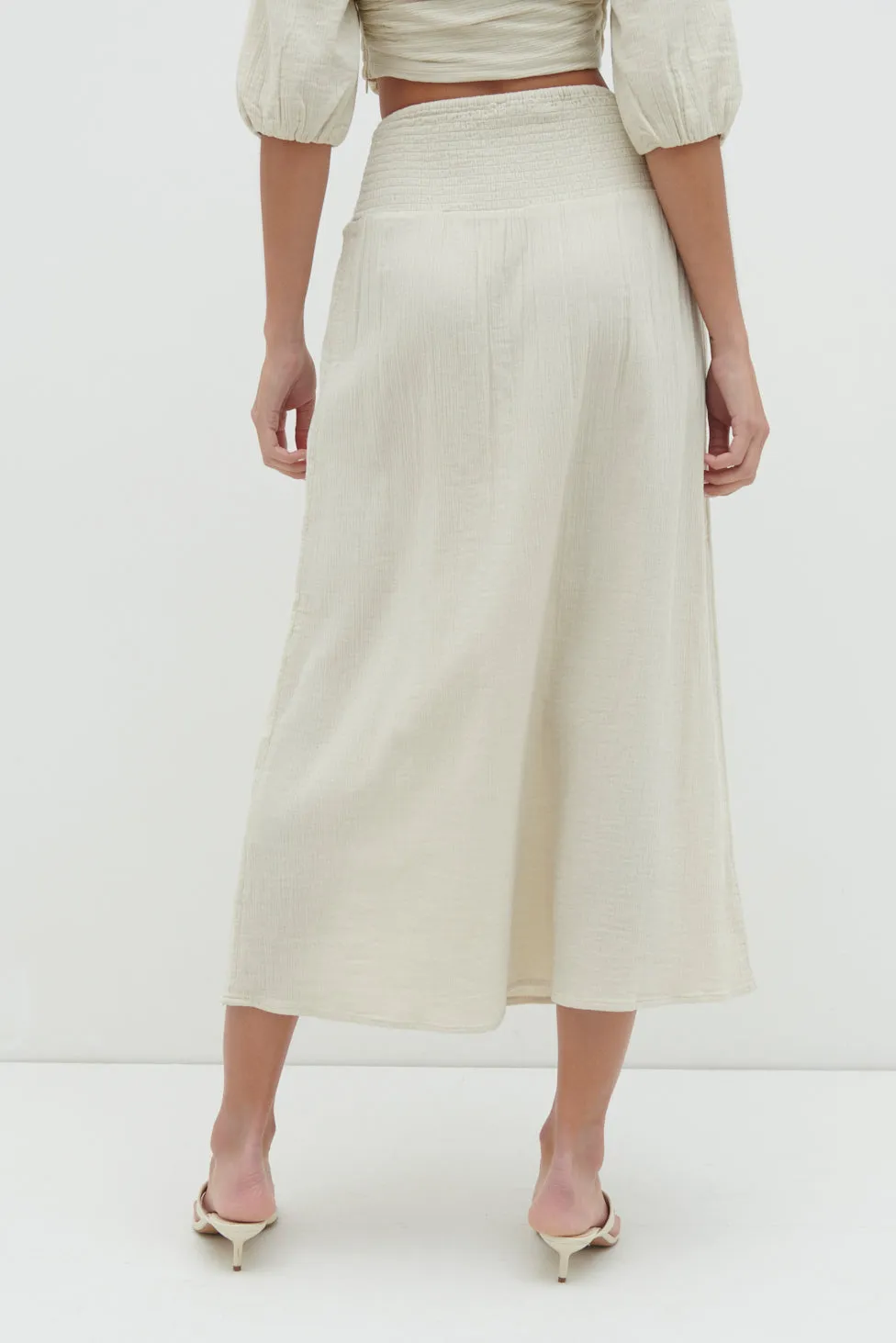 Ingrid Ruched Midaxi Skirt - Beige sold by Pretty Lavish product image thumbnail 2