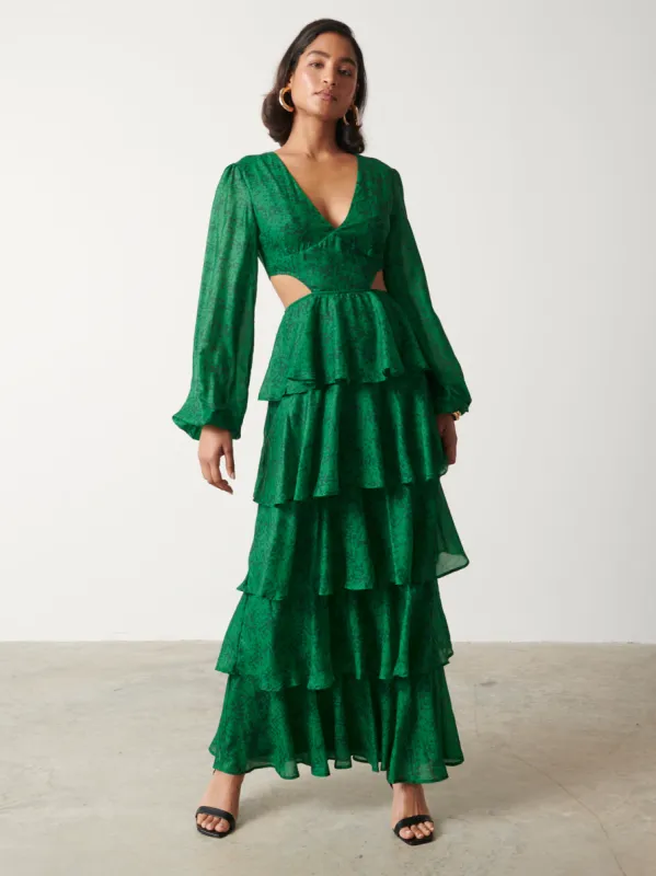 Ashton Cut Out Maxi Dress - Green Abstract Floral sold by Pretty Lavish