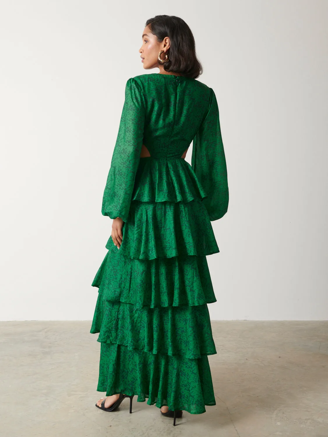 Ashton Cut Out Maxi Dress - Green Abstract Floral sold by Pretty Lavish product image thumbnail 3