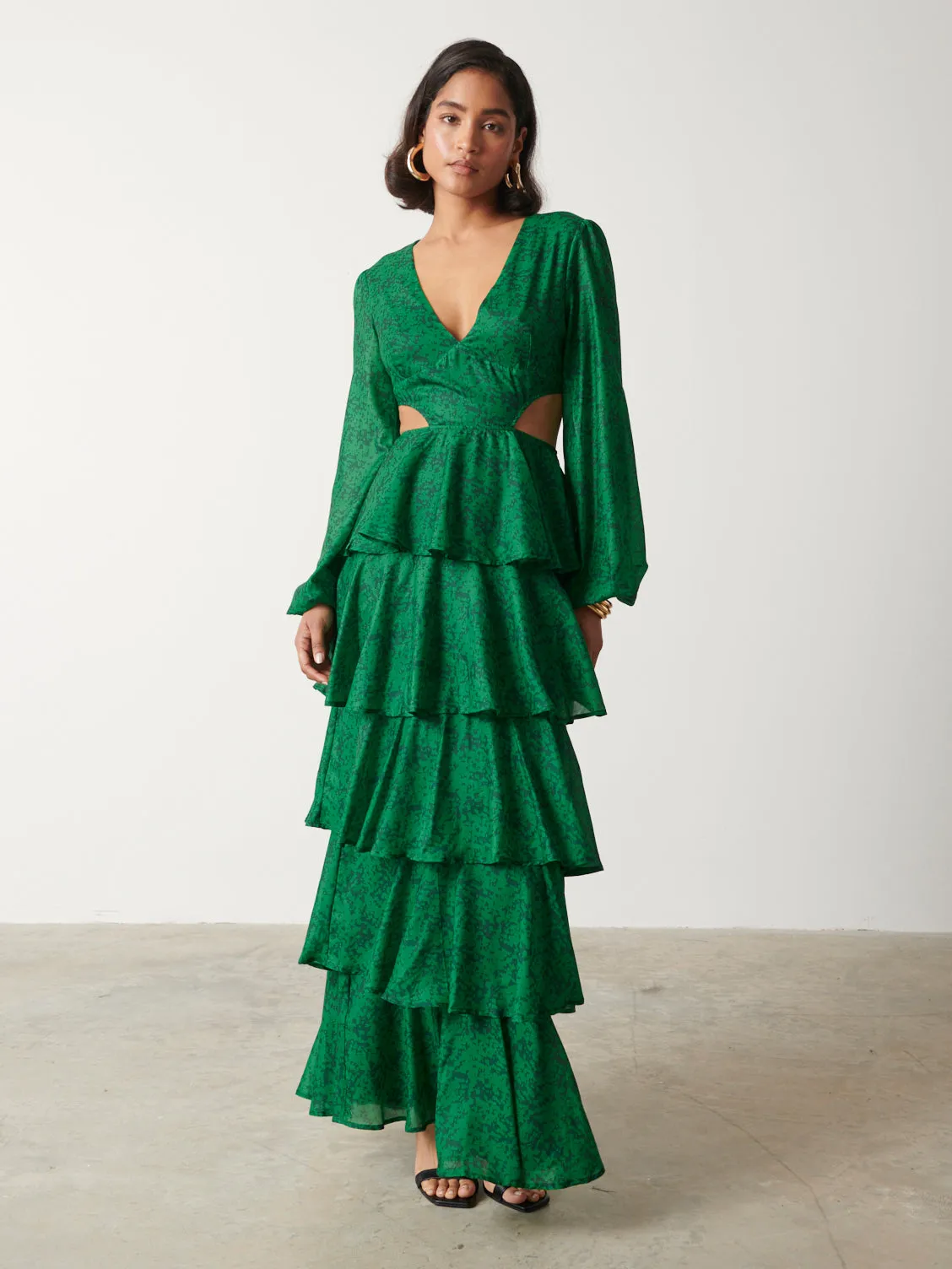 Ashton Cut Out Maxi Dress - Green Abstract Floral sold by Pretty Lavish product image thumbnail 5