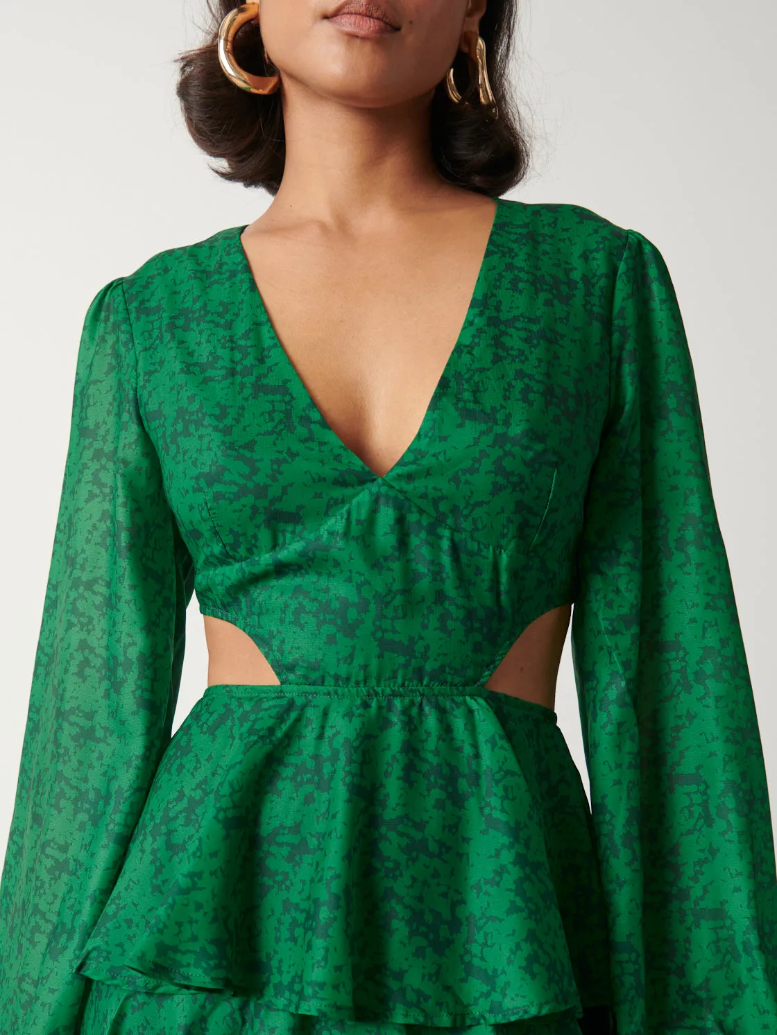 Ashton Cut Out Maxi Dress - Green Abstract Floral sold by Pretty Lavish product image thumbnail 4