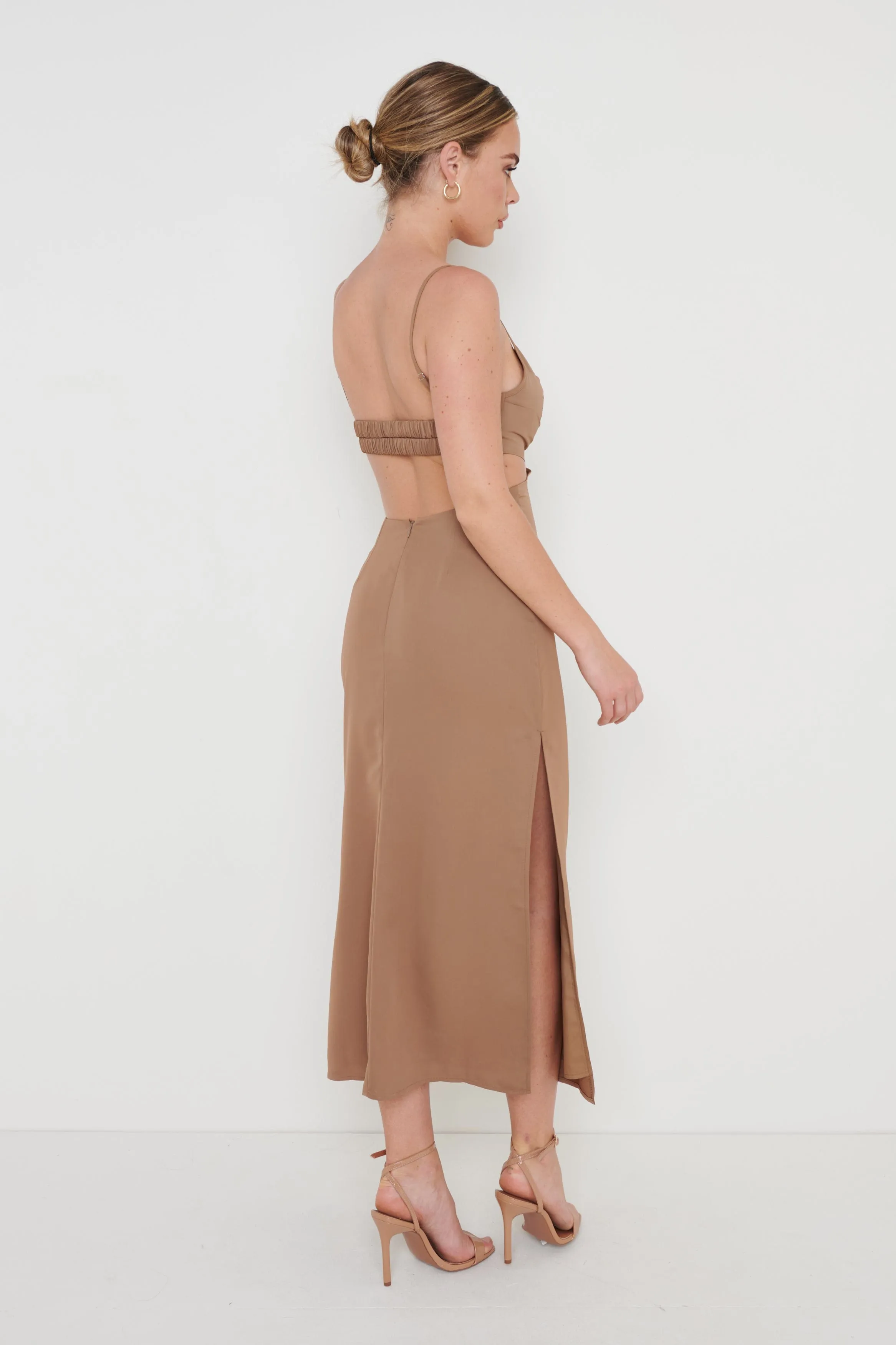 Reva Cut Out Midaxi Dress - Brown sold by Pretty Lavish product image thumbnail 4