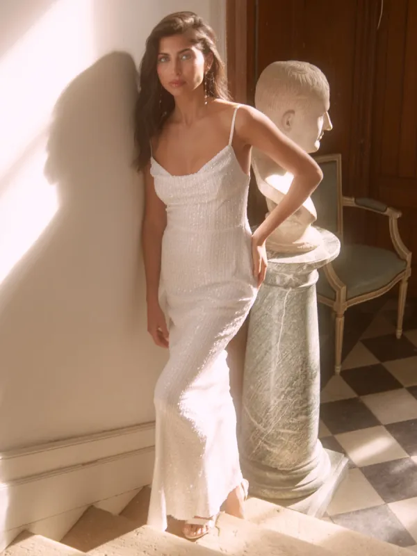 Keisha Sequin Maxi Dress - Ivory sold by Pretty Lavish