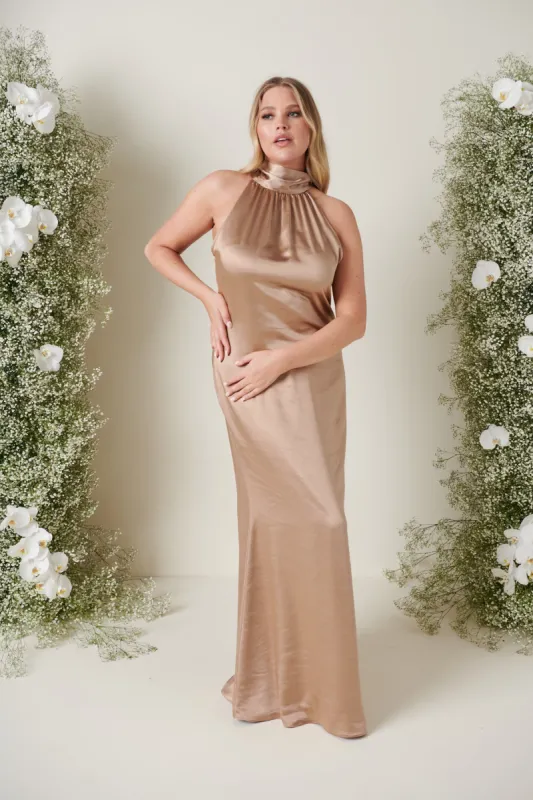 Odelle Maxi Bridesmaid Dress - Matte Mocha sold by Pretty Lavish