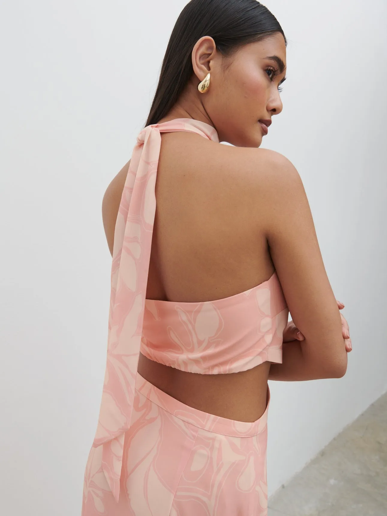 Nova Maxi Dress - Blush Abstract Leaf sold by Pretty Lavish product image thumbnail 2