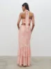 Nova Maxi Dress - Blush Abstract Leaf sold by Pretty Lavish