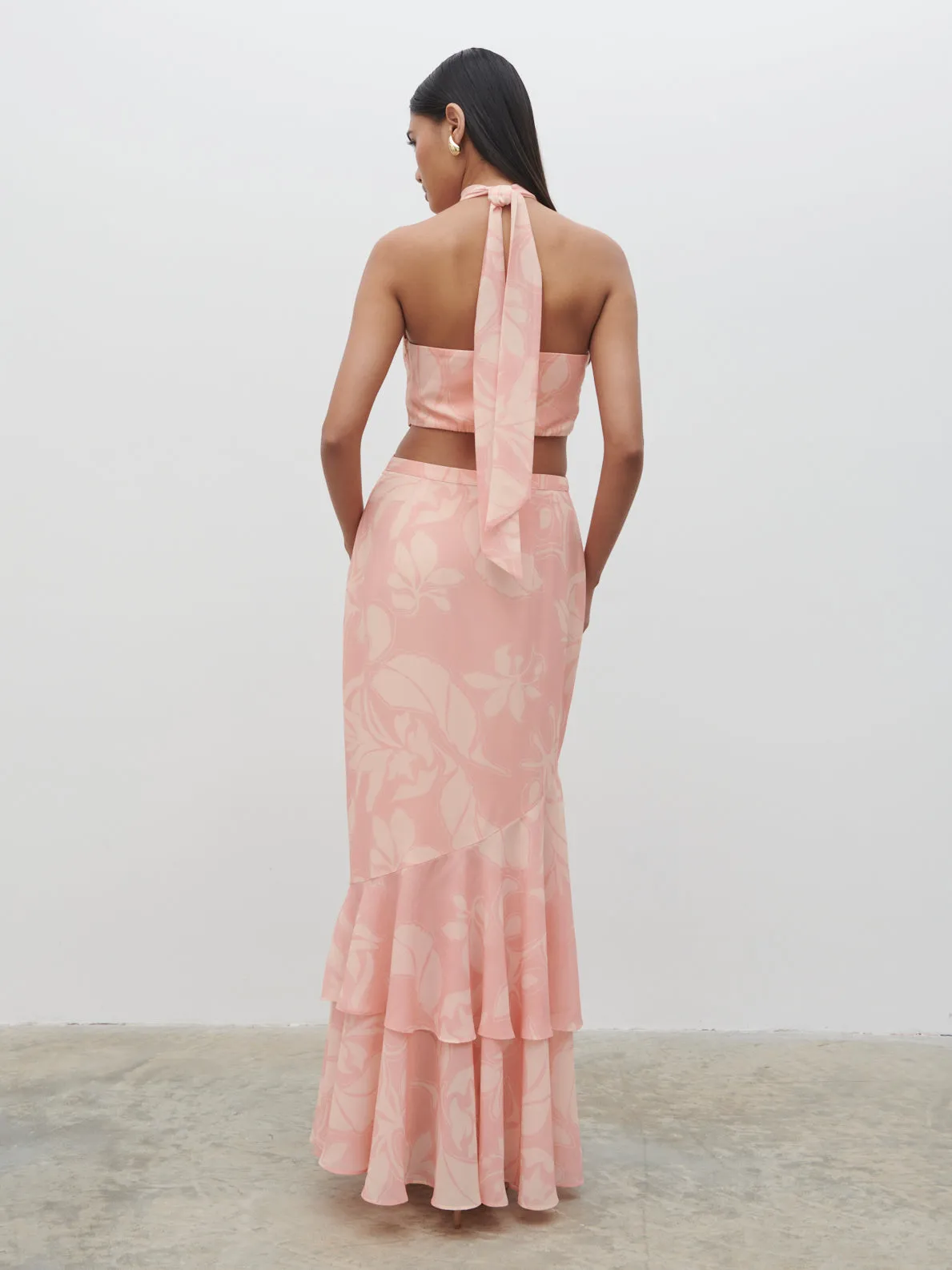 Nova Maxi Dress - Blush Abstract Leaf sold by Pretty Lavish product image thumbnail 4