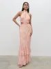Nova Maxi Dress - Blush Abstract Leaf sold by Pretty Lavish