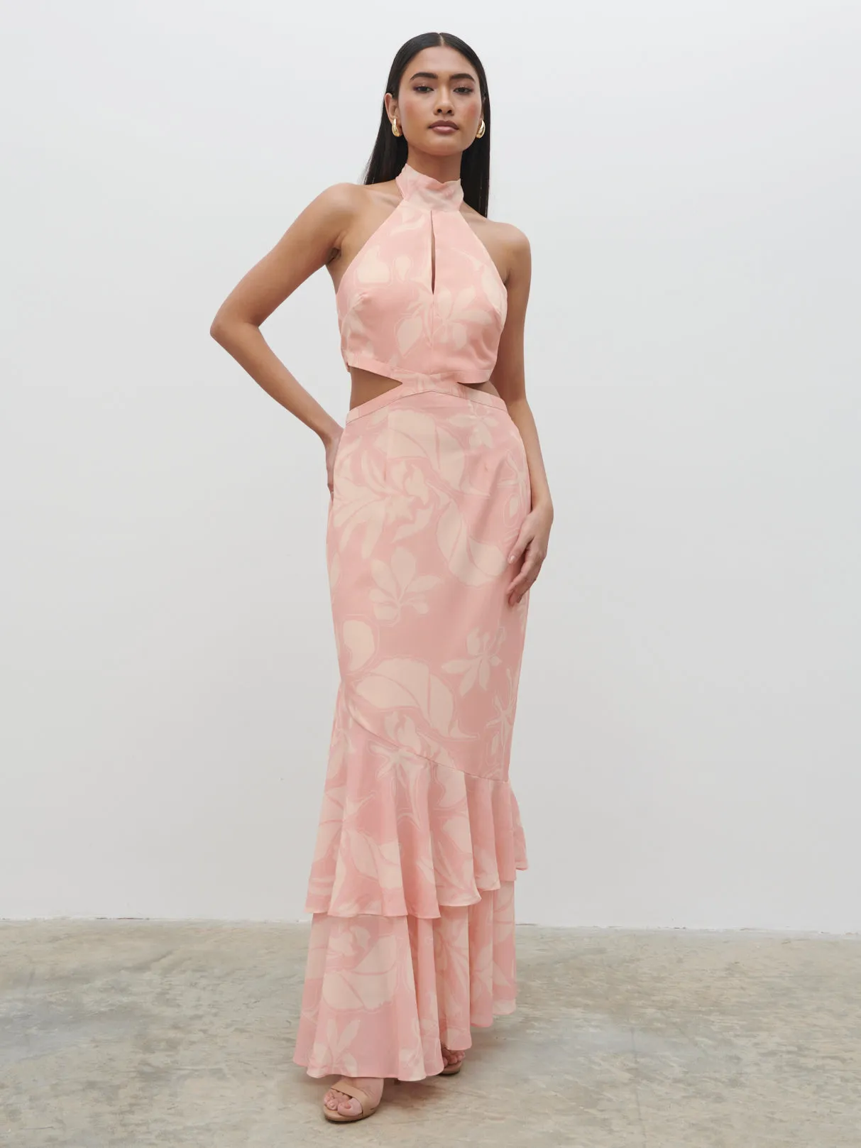 Nova Maxi Dress - Blush Abstract Leaf sold by Pretty Lavish product image thumbnail 5