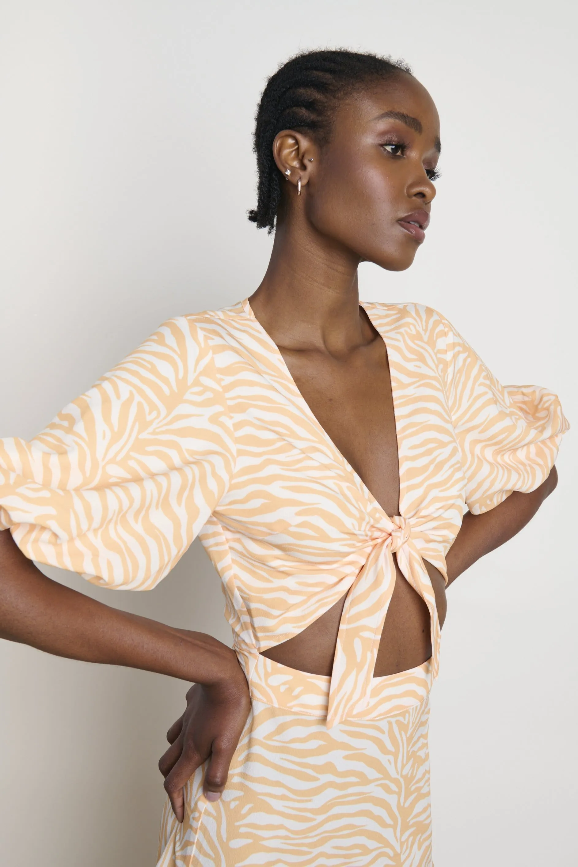 Sophie Tie Knot Dress - Orange Zebra sold by Pretty Lavish product image thumbnail 3