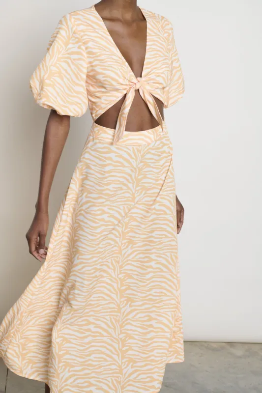 Sophie Tie Knot Dress - Orange Zebra sold by Pretty Lavish