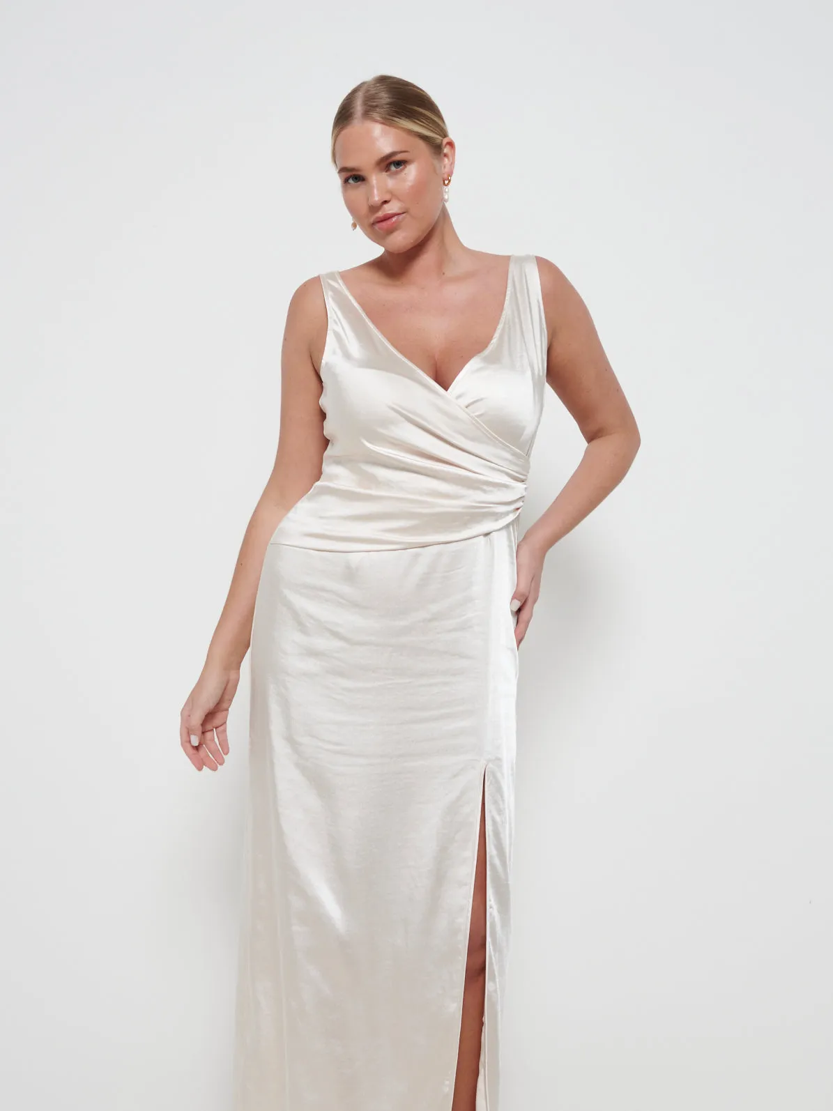 Esmee Wrap Maxi Bridesmaid Dress - Matte Champagne sold by Pretty Lavish product image thumbnail 2