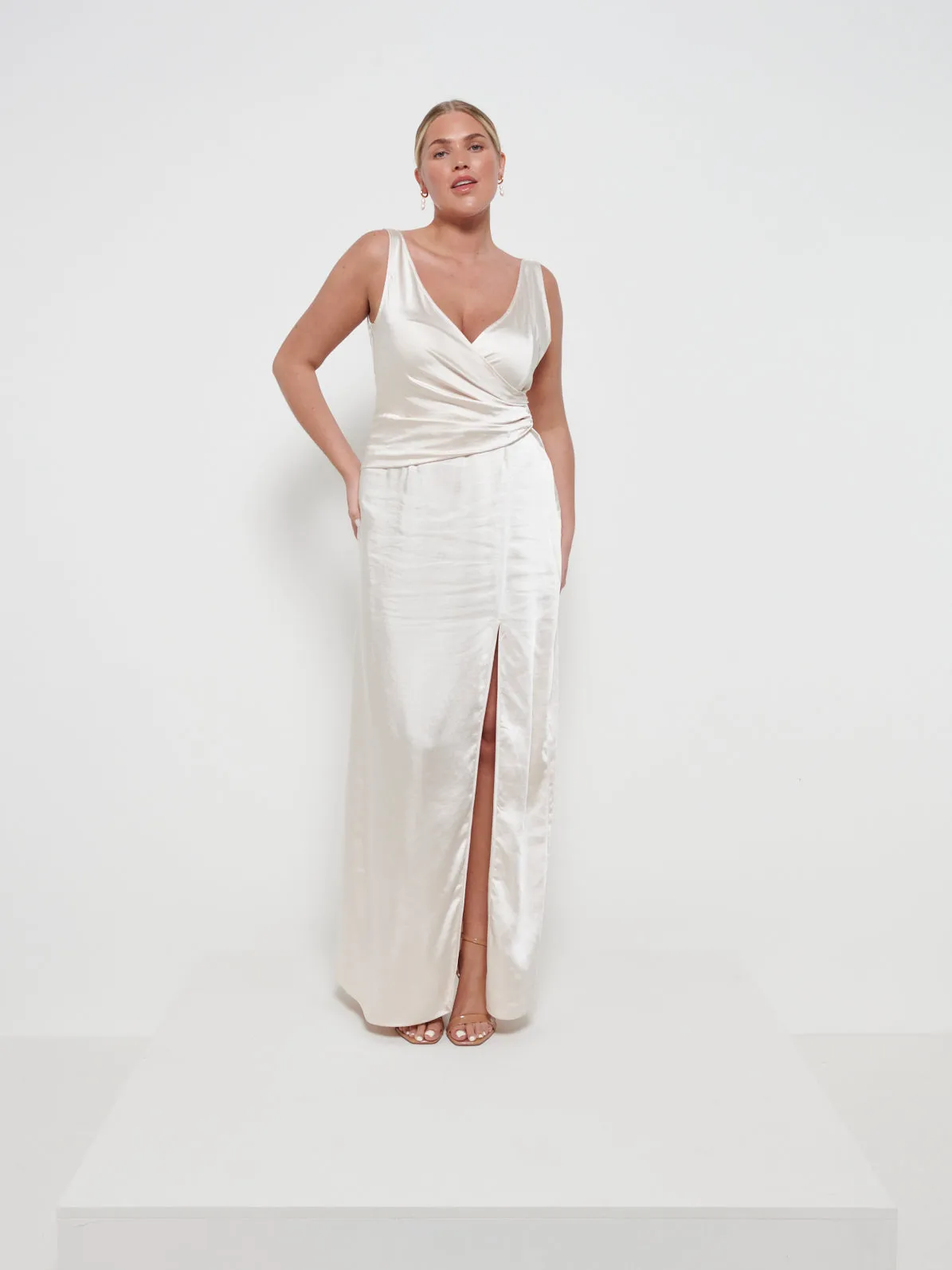 Esmee Wrap Maxi Bridesmaid Dress - Matte Champagne sold by Pretty Lavish product image thumbnail 4