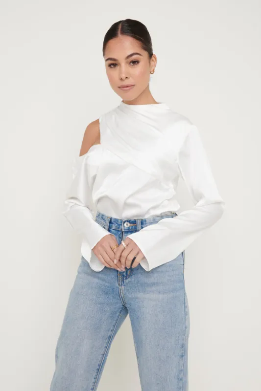 Jett Asymmetric Blouse - White sold by Pretty Lavish