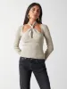 Amity Knotted Halterneck Long Sleeve Top - Gold Metallic sold by Pretty Lavish