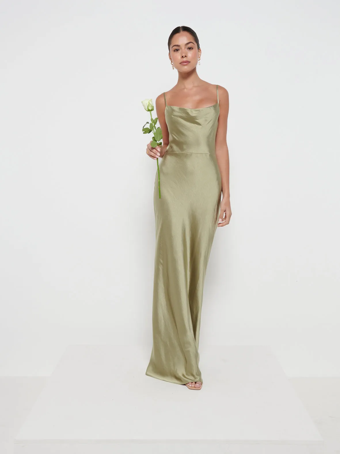 Keisha Maxi Bridesmaid Dress - Matte Olive sold by Pretty Lavish