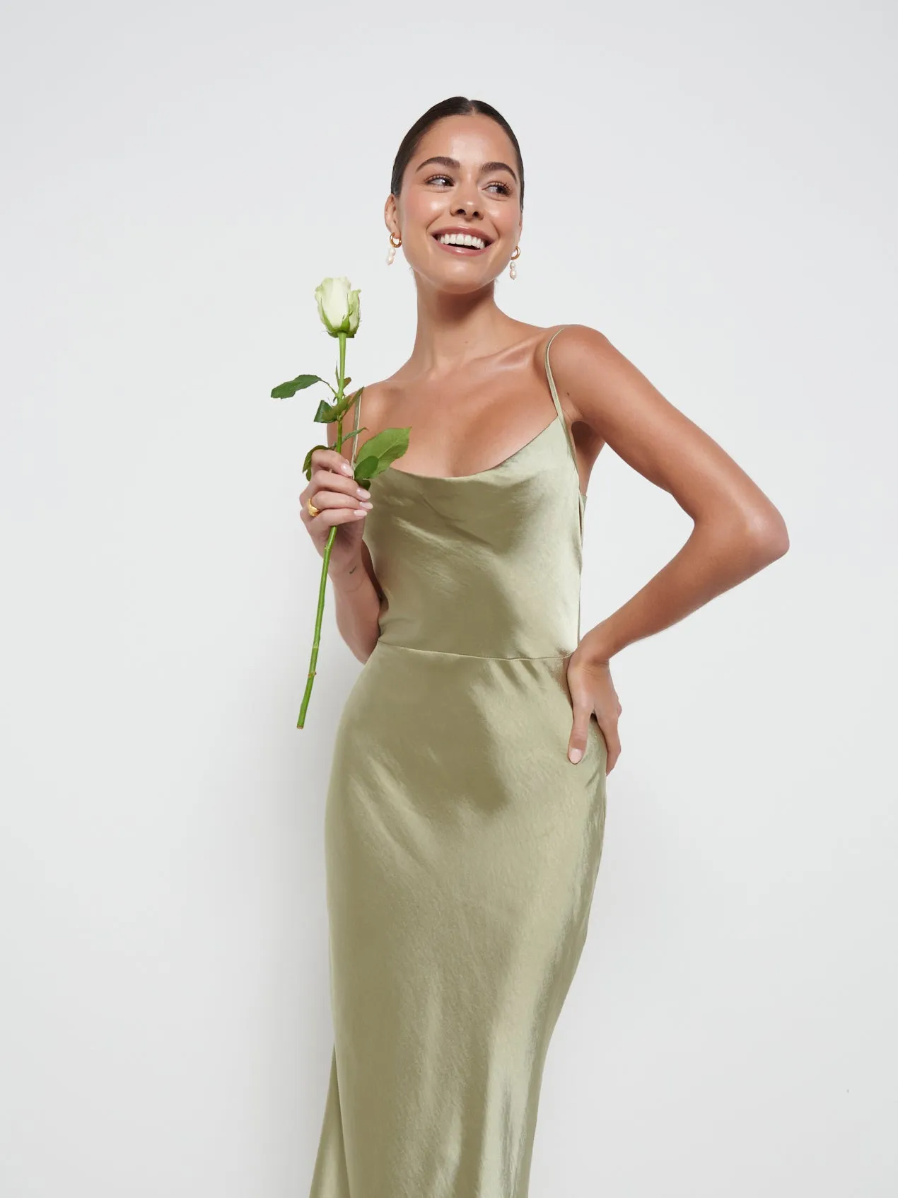 Keisha Maxi Bridesmaid Dress - Matte Olive sold by Pretty Lavish product image thumbnail 2
