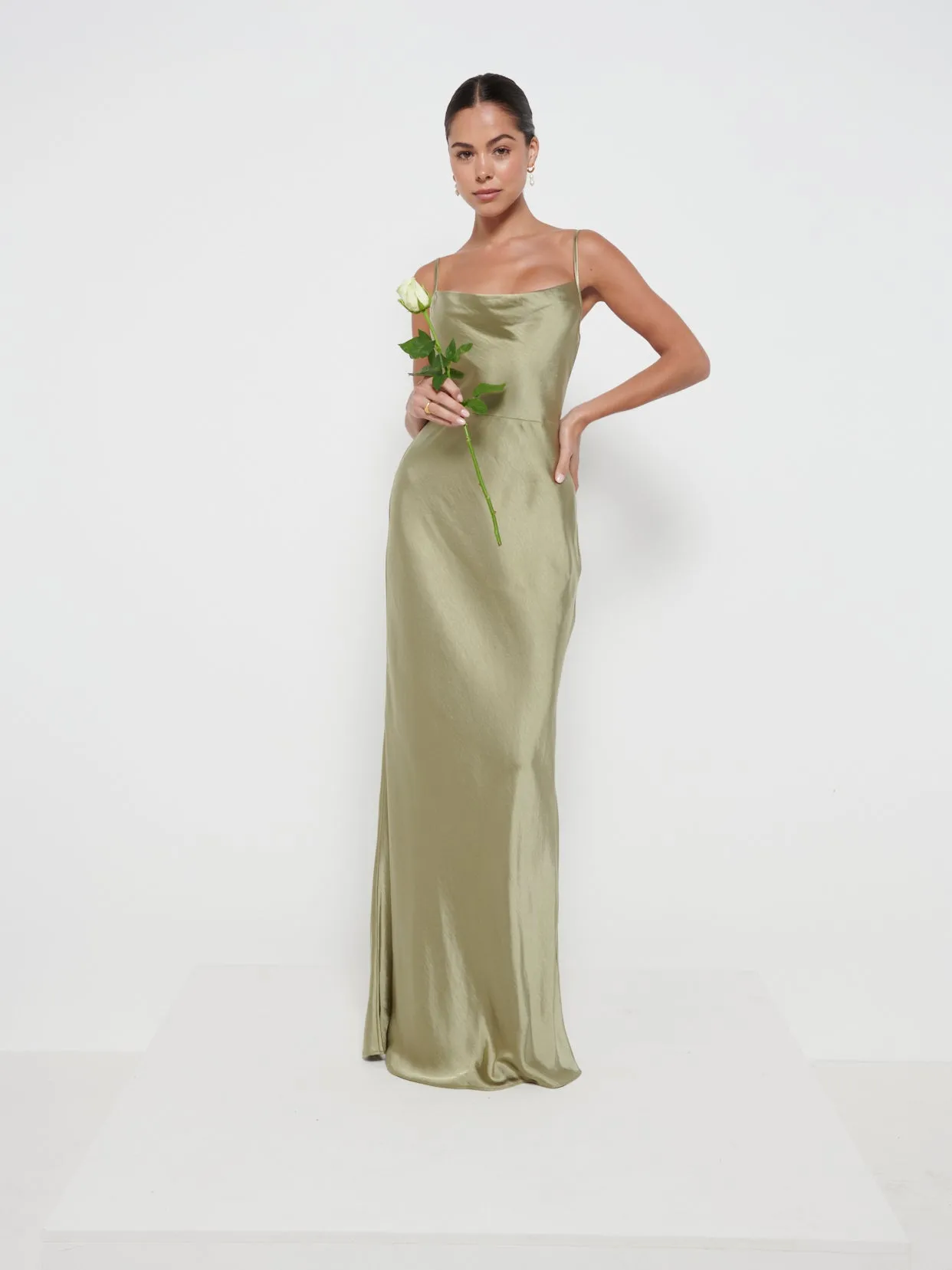 Keisha Maxi Bridesmaid Dress - Matte Olive sold by Pretty Lavish product image thumbnail 4
