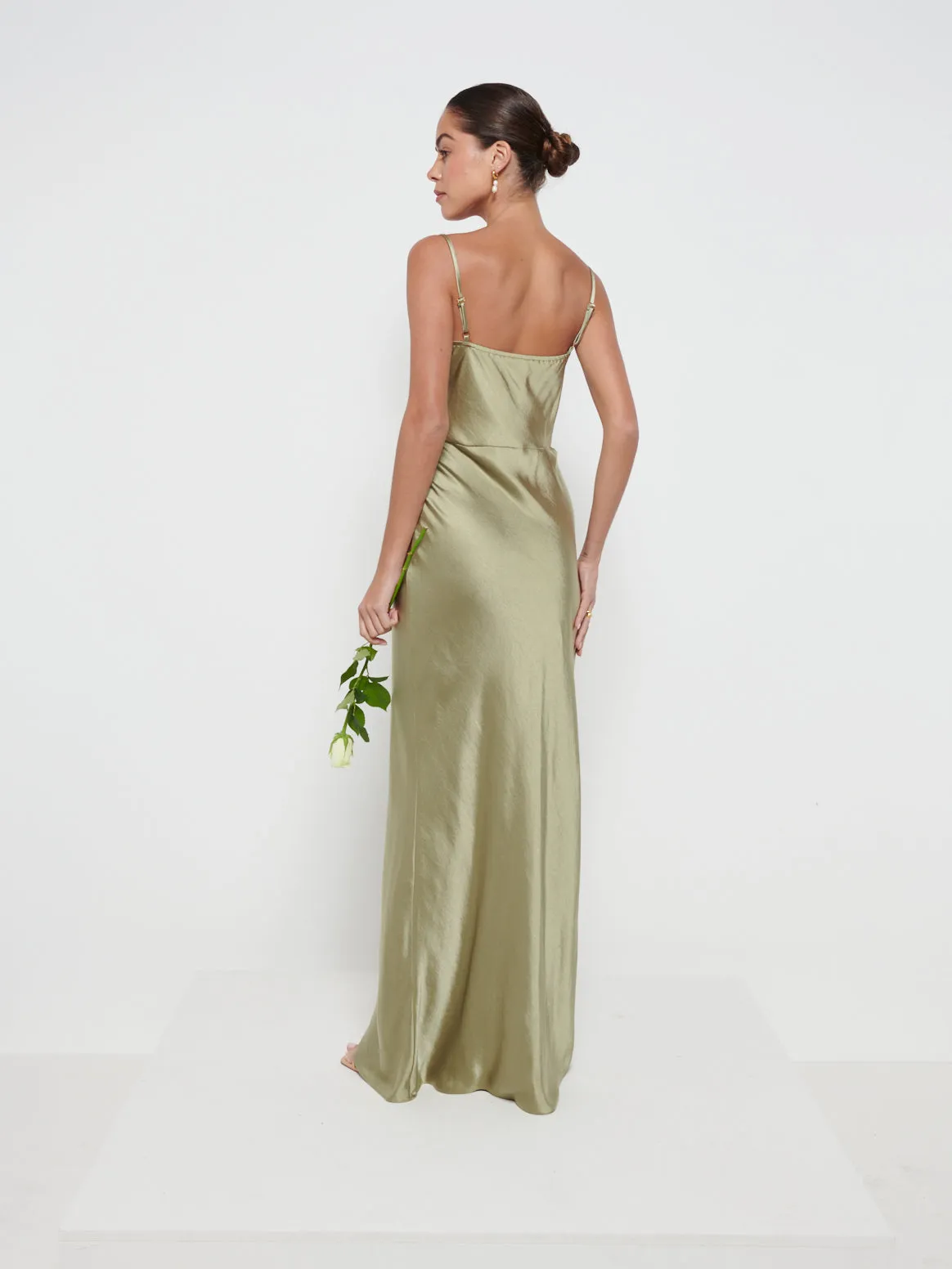 Keisha Maxi Bridesmaid Dress - Matte Olive sold by Pretty Lavish product image thumbnail 3