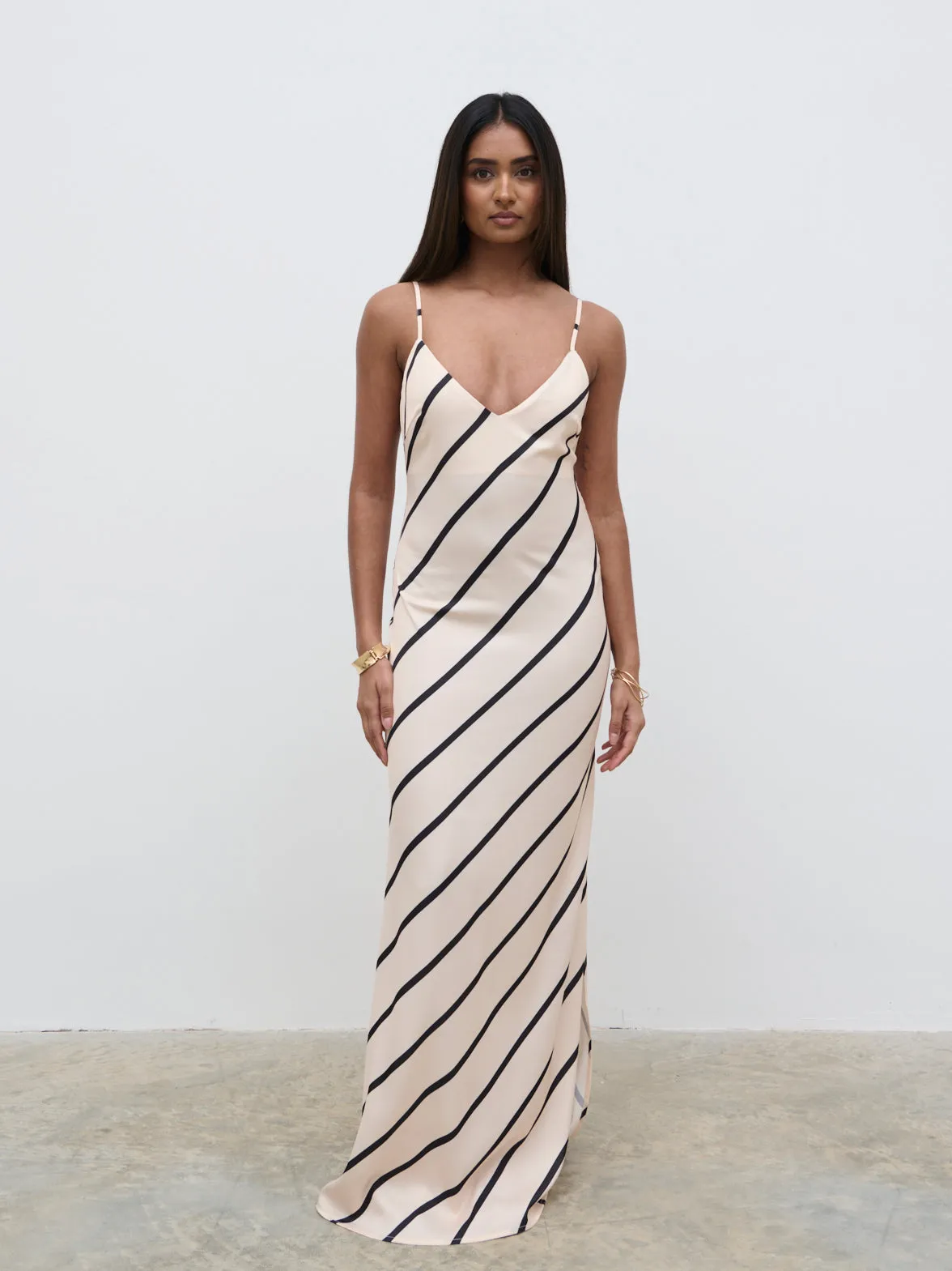 Jodina Maxi Dress - Asymmetric Stripe sold by Pretty Lavish