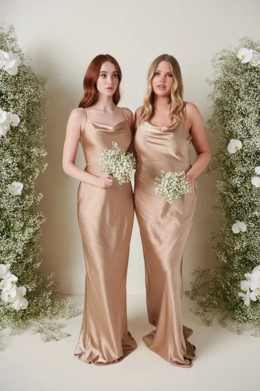 Keisha Maxi Bridesmaid Dress - Matte Mocha sold by Pretty Lavish