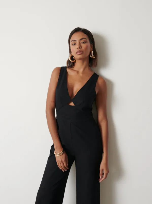 Miley Tie Back Jumpsuit - Black sold by Pretty Lavish
