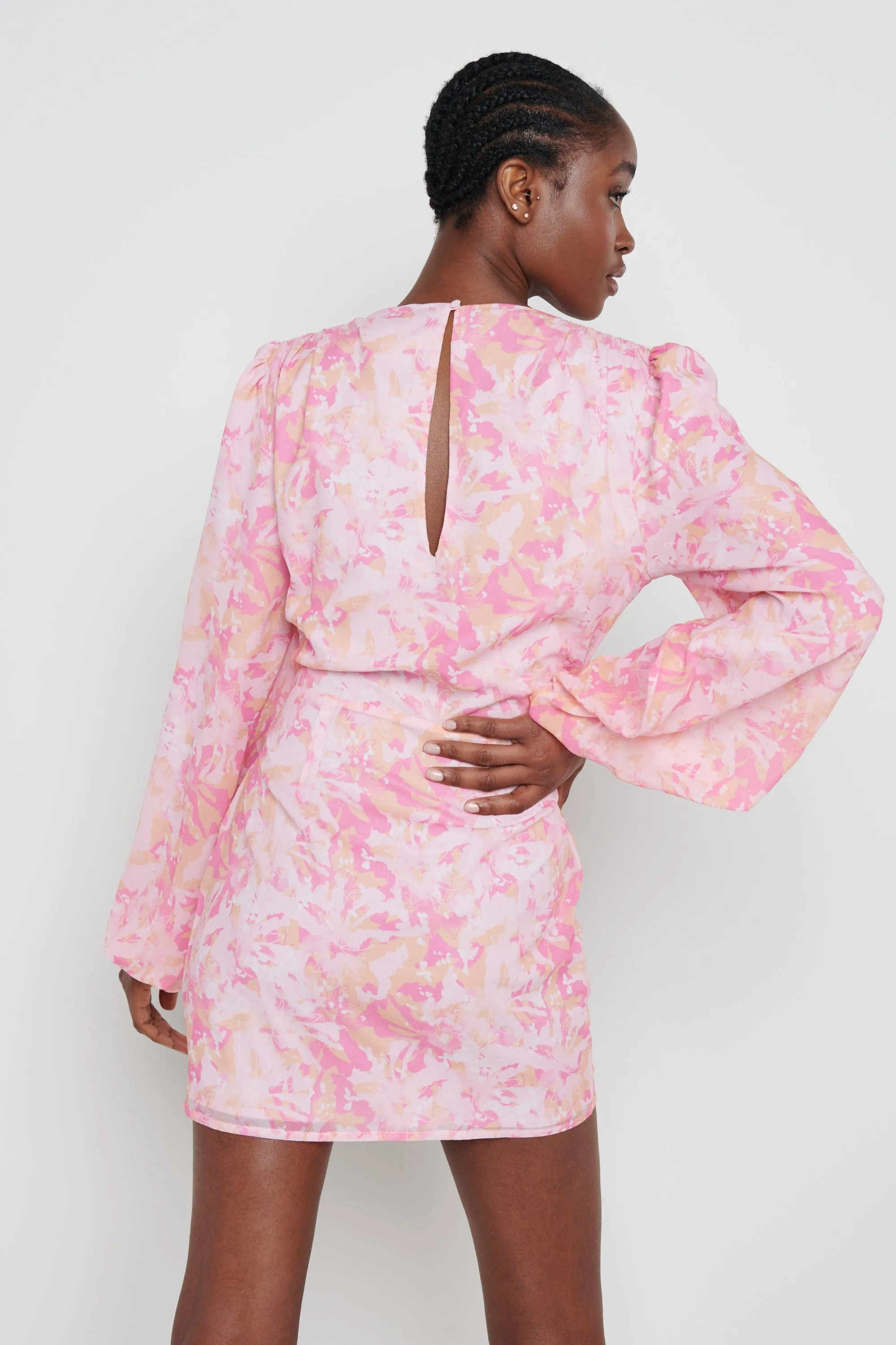 Rachel Pleated Mini Dress - Pink Abstract sold by Pretty Lavish product image thumbnail 3