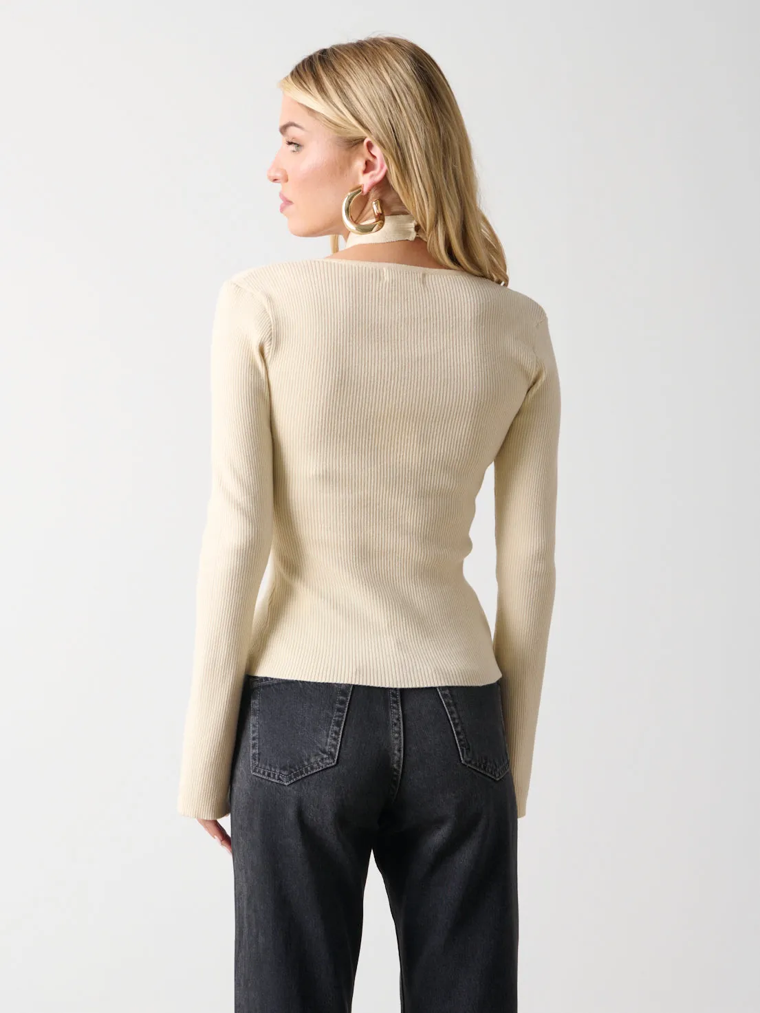 Amity Knotted Halterneck Long Sleeve Top - Cream sold by Pretty Lavish product image thumbnail 4