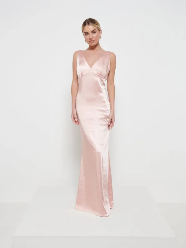Esmee Maxi Bridesmaid Dress - Matte True Blush made by Pretty Lavish