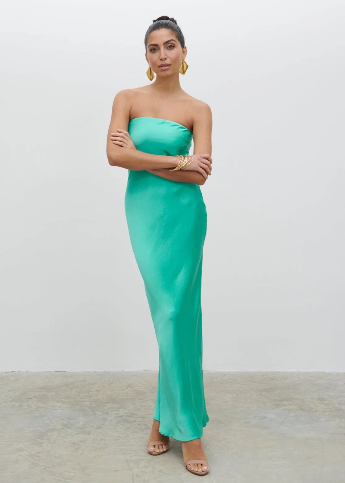 Heather Bandeau Maxi Dress - Jade Green sold by Pretty Lavish