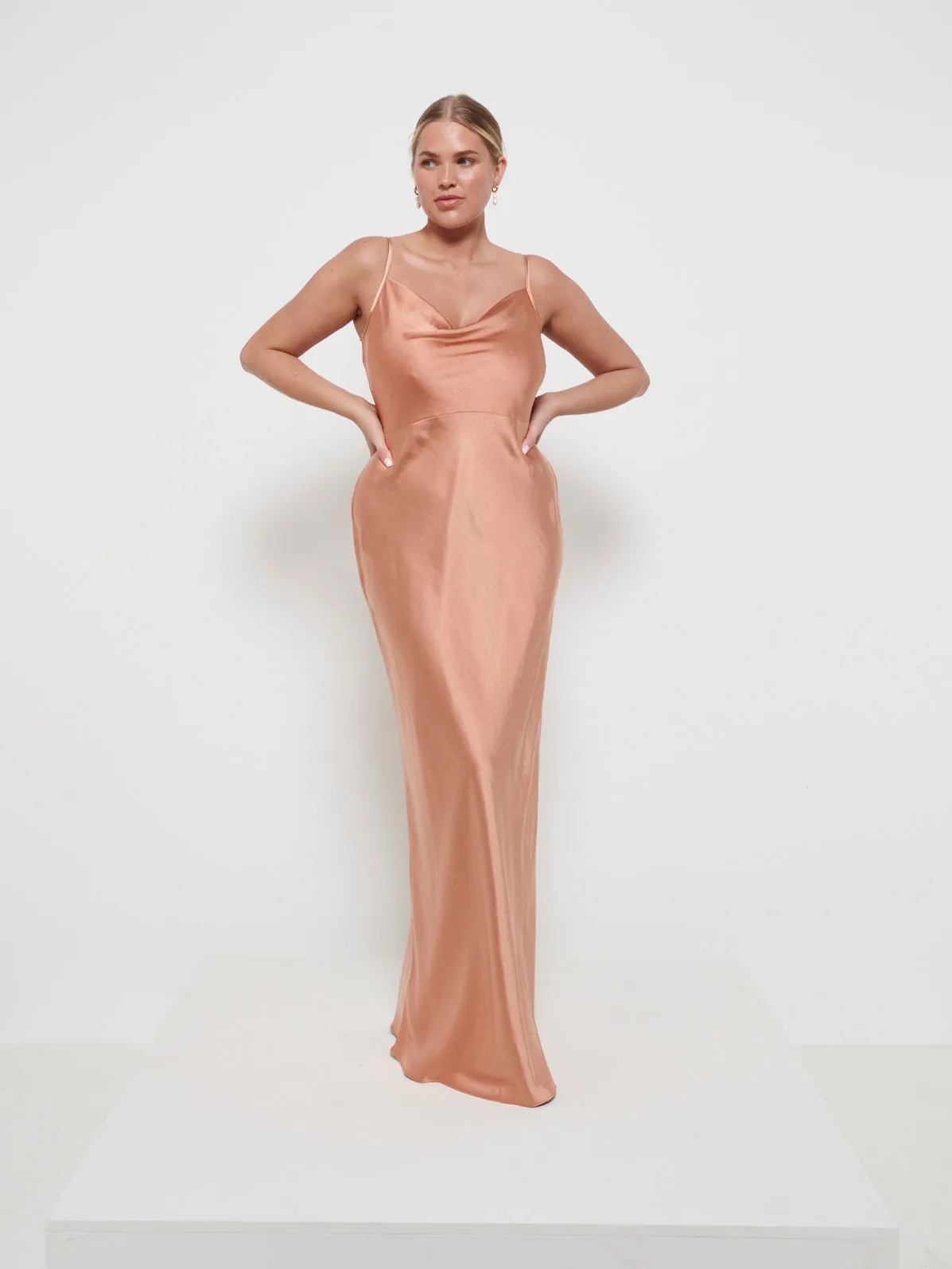 Keisha Maxi Bridesmaid Dress - Matte Cinnamon sold by Pretty Lavish