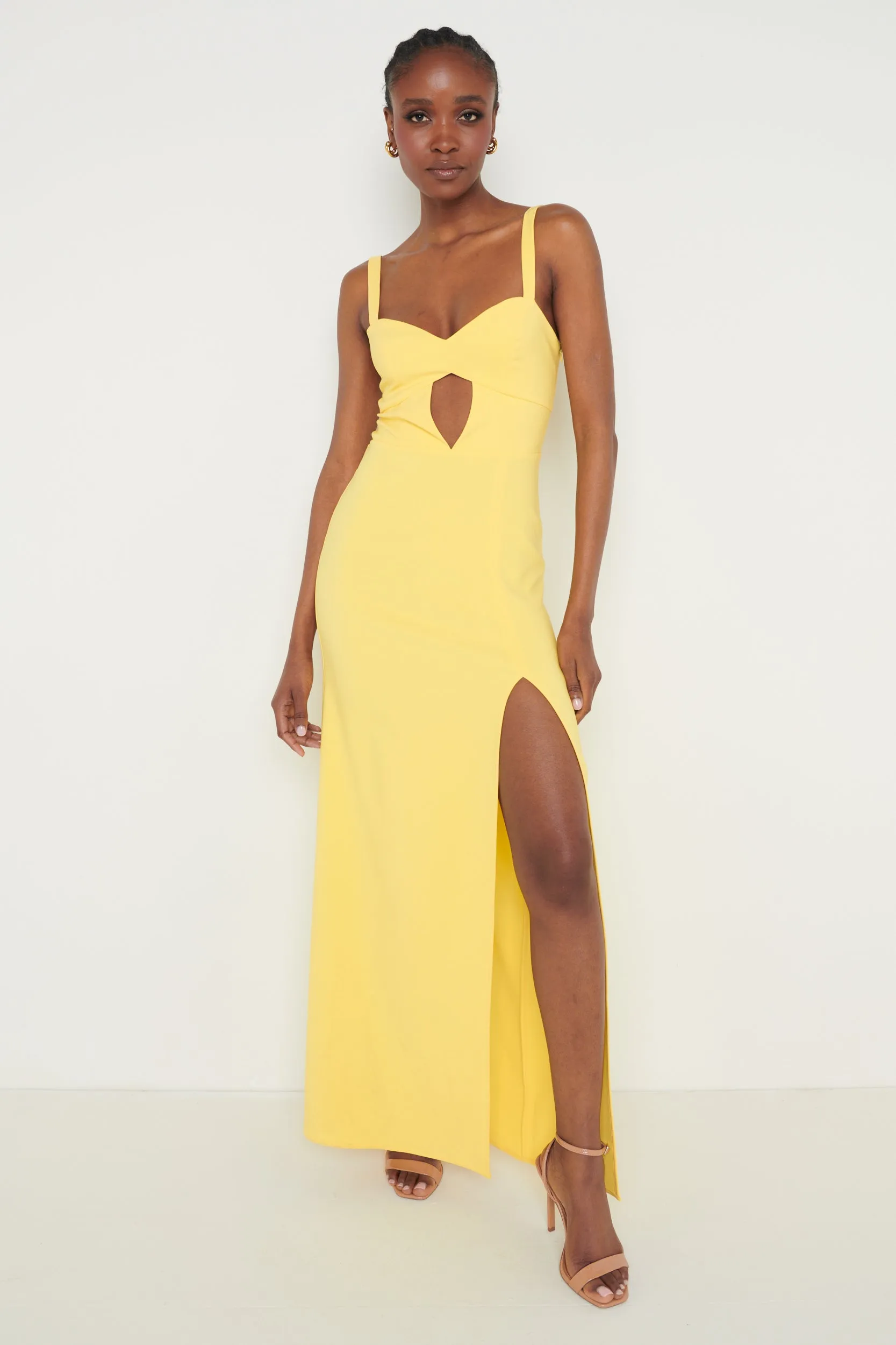 Alice Cut Out Sweetheart Maxi Dress - Lemon sold by Pretty Lavish