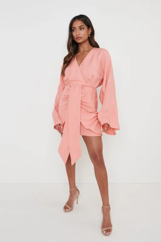 Louise Knot Drape Dress - Terracotta sold by Pretty Lavish
