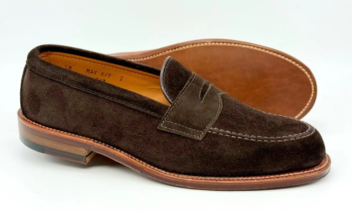 6176F - Penny Loafer in Dark Chocolate Suede sold by Alden on Madison