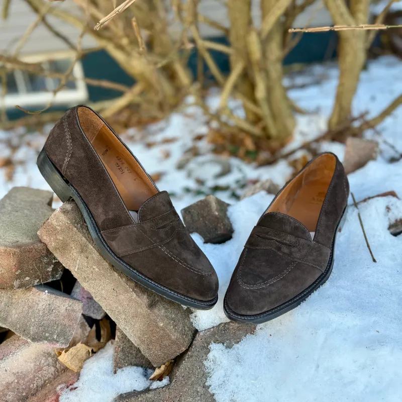 G9201 - Dark Brown Suede Full Strap Lofaer sold by Alden on Madison