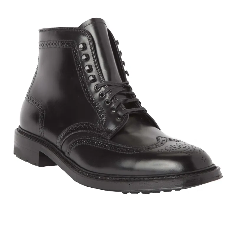 4465HC - Wing Tip Boot in Black Shell Cordovan sold by Alden on Madison