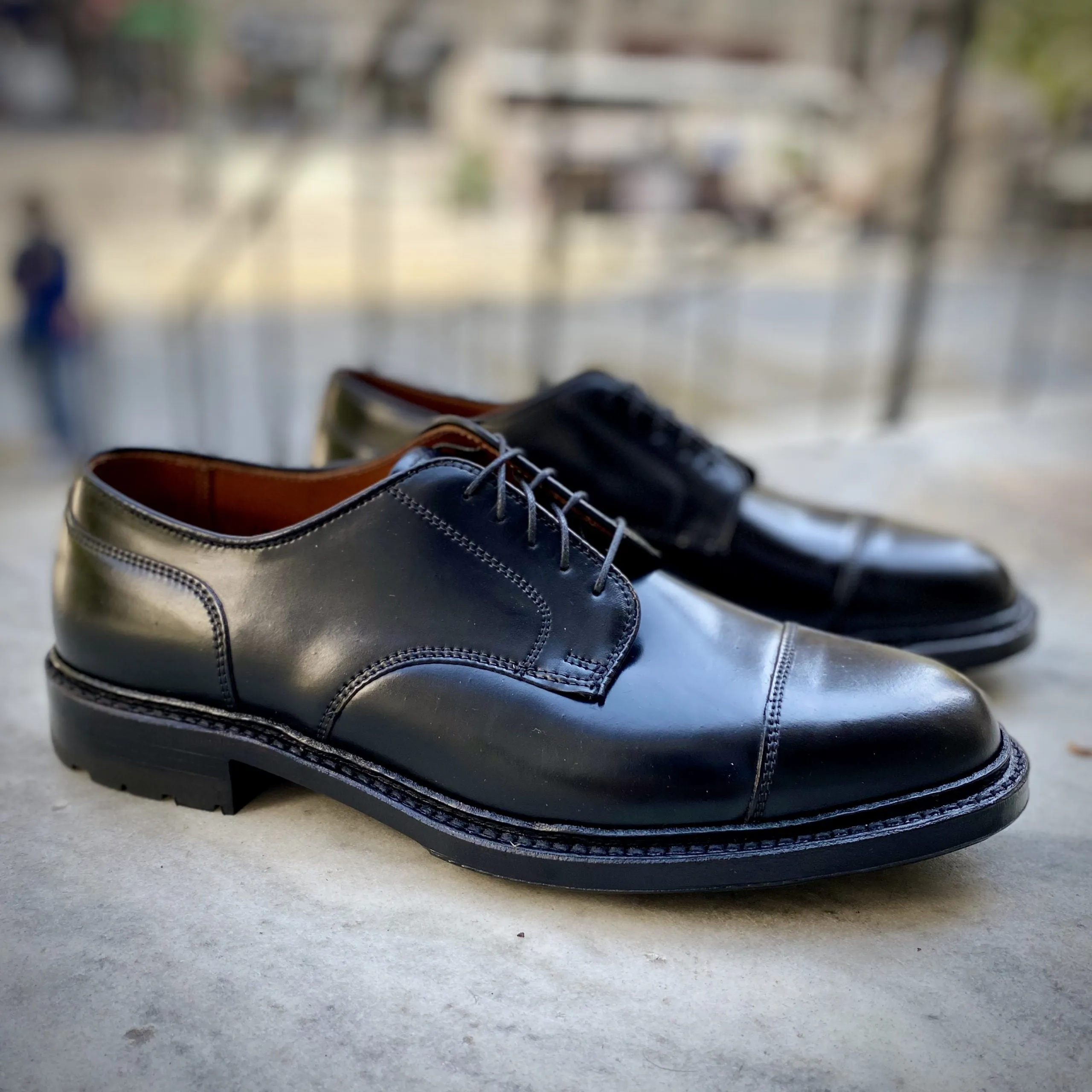 2175C - DeRosa Captoe Blucher in Black Shell sold by Alden on Madison